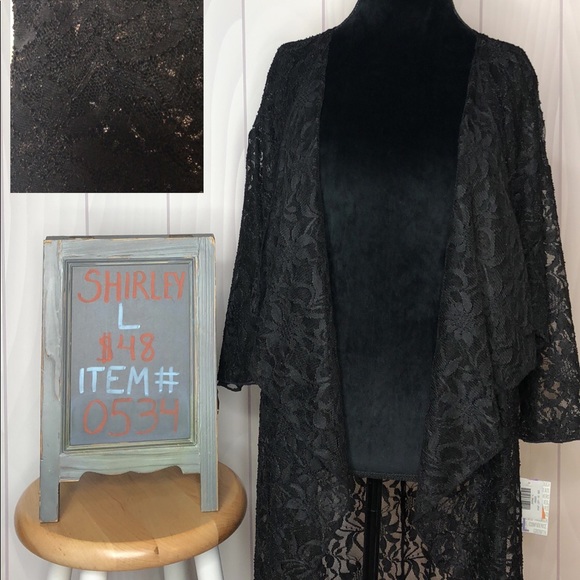 Black Leaf Patterned Lace Kimono - Picture 1 of 1